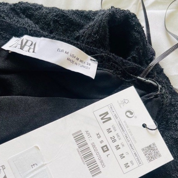 NWT Zara Jacquard Halter Knit Mini Dress in Black Size M - Picture 8 of 11